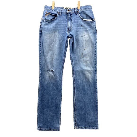 Ariat M4 Jeans 32 x 32*Blue Low Rise Straight Leg Denim Pants Western Work Men's - Picture 1 of 16